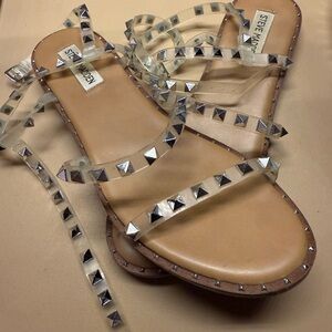 Steve Madden Women's Tan Sandals with Silver Studs